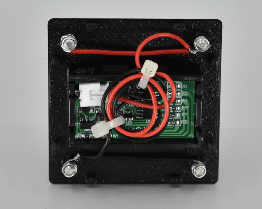 Back of 3d printed lid showing everything in position