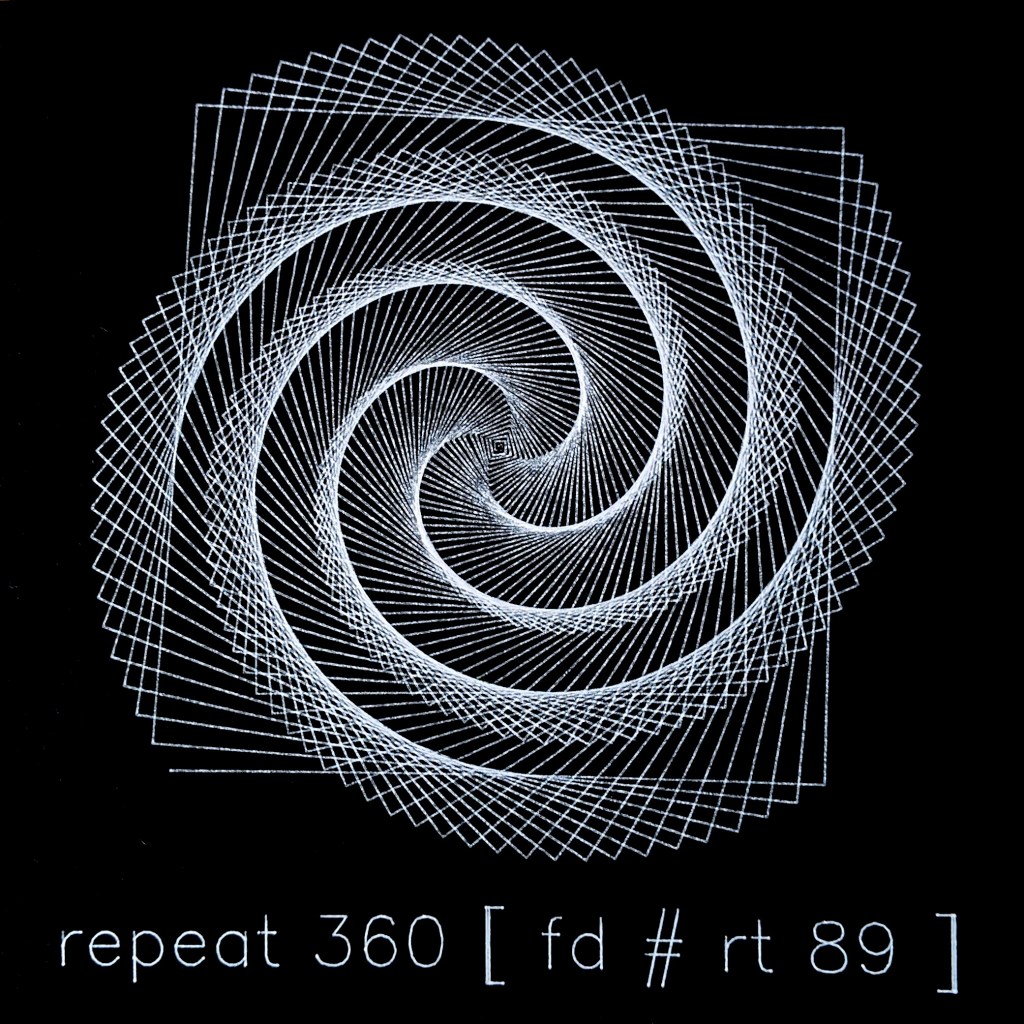 The plotted spiral Logo shape along with the program used to produce it.